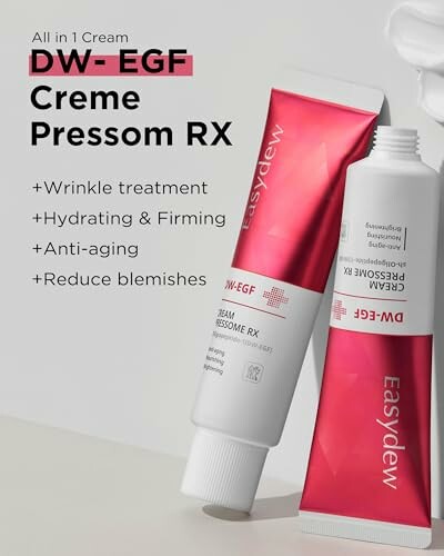 DW-EGF Creme Pressom RX wrinkle treatment cream tubes.