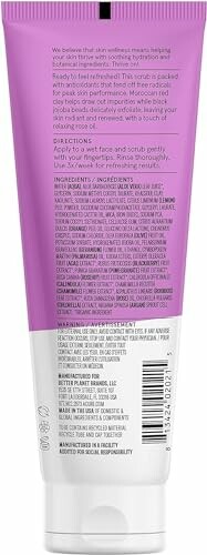 Back of a purple cosmetic product tube showing ingredients and usage instructions.